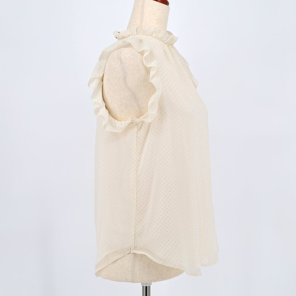 Michael Kors Cream Ruffle Sleeve Polka Dot Blouse - Picture 3 of 5